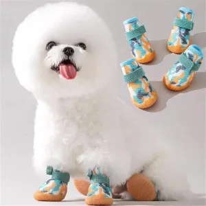 4Pcs Waterproof Dog Boots Dog Shoes for Snow and Rain Teddy Pomeranian Bichon Middle and Small Dogs (Size 5)