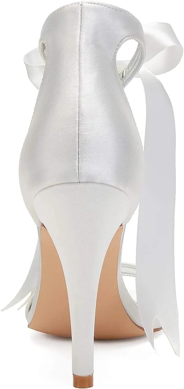 ADMLZQQ Bridal Stiletto Heels Sandals Rhinestone Open Toe Women's Sandals for Wedding Party Evening Dress Shoes