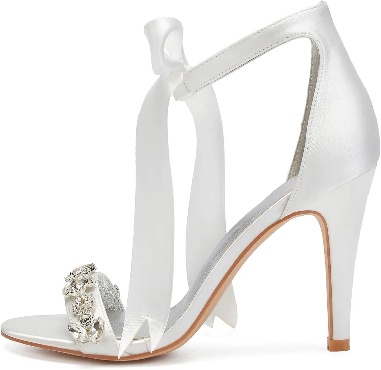 ADMLZQQ Bridal Stiletto Heels Sandals Rhinestone Open Toe Women's Sandals for Wedding Party Evening Dress Shoes