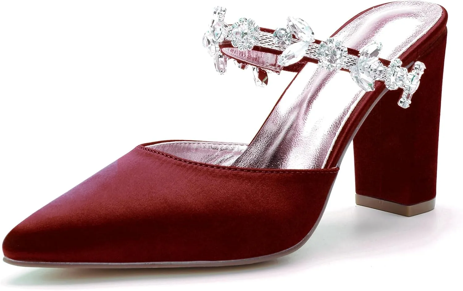 ADMLZQQ Women's High Block Heel Sandals Chunky Ankle Strap Crystal Wedding Dress Shoes High Heel Comfortable Pump Sandals
