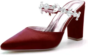 ADMLZQQ Women's High Block Heel Sandals Chunky Ankle Strap Crystal Wedding Dress Shoes High Heel Comfortable Pump Sandals