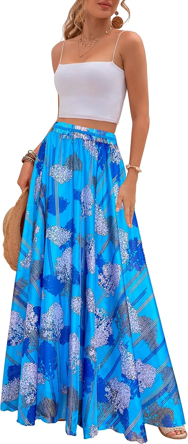 Afibi Women Full/Ankle Length Blending Maxi Chiffon Long Skirt Beach Skirt