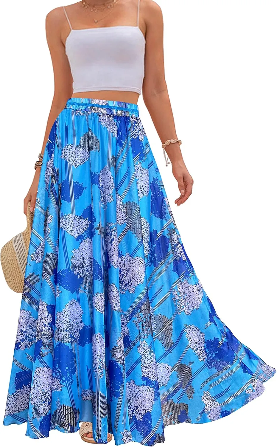 Afibi Women Full/Ankle Length Blending Maxi Chiffon Long Skirt Beach Skirt