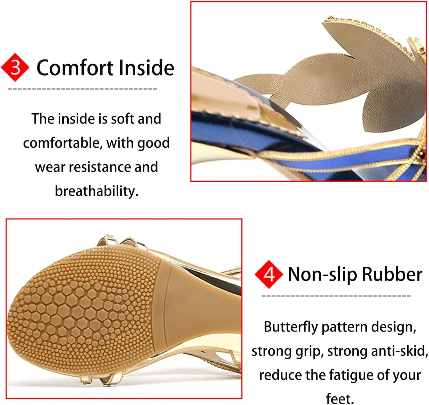 AngryMonkey Women Rhinestones Flip Flops Heeled Sandals,Comfort Bohemian Handmade Peacock Patterned Stiletto Party Slippers Dressy Wedding Shoes