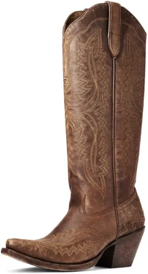 ARIAT Womens Casanova Tall Embroidered Snip Toe Zippered Casual Boots Knee High Mid Heel 2-3" - Pink