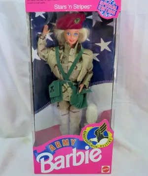 ARMY BARBIE DOLL Special Edition STARS 'n STRIPES w Army Outfit & More (1992)