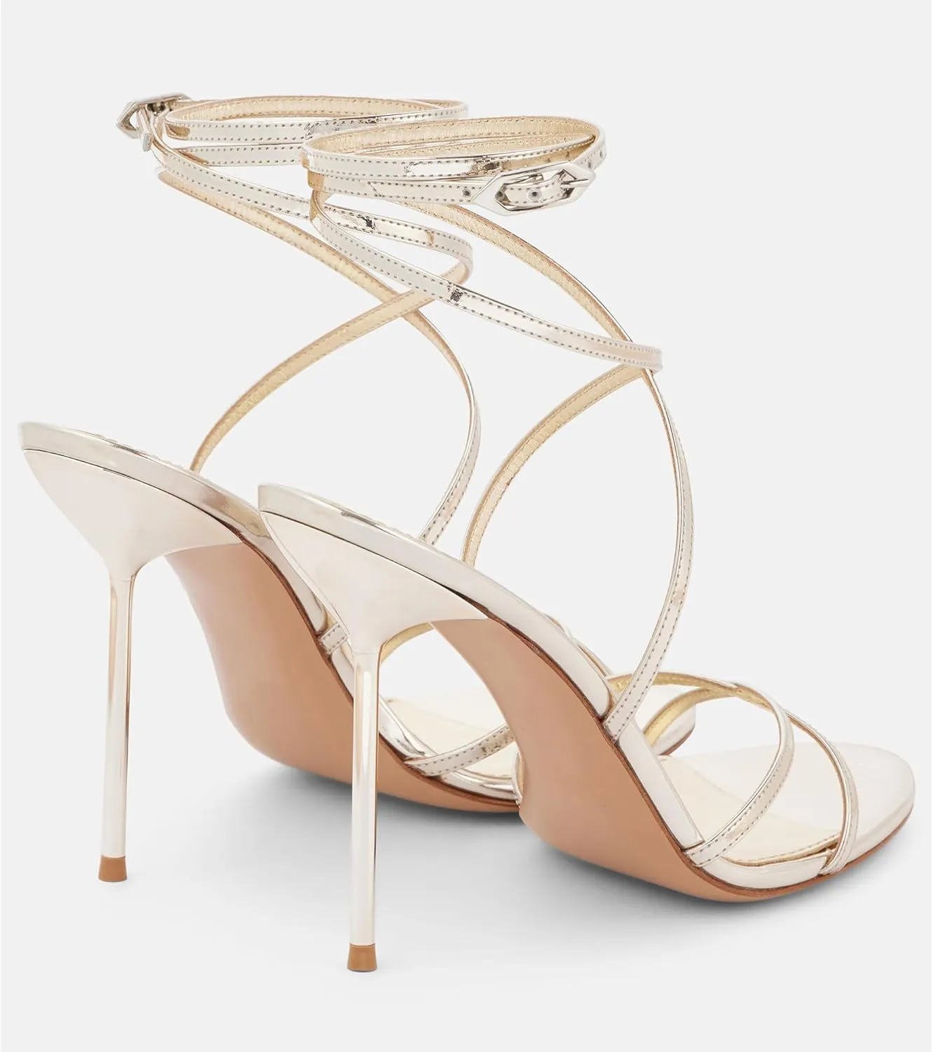 Arqa Womens Buckle-Fastening Ankle Strap Sandals Almond Open Toe Stilleto Heels Fashionable Summer High Heel Pumps Wedding Dress Simple Classic Shoes