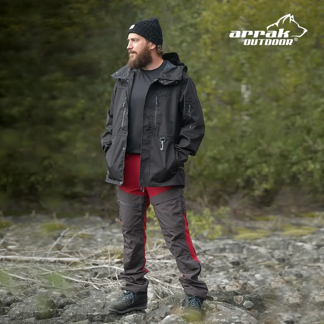 ARRAK OUTDOOR Hybrid Men Pants, 4-Way Stretch Fabric, Reinforcement Panels, 7 Belt Loops, for Great Outdoors
