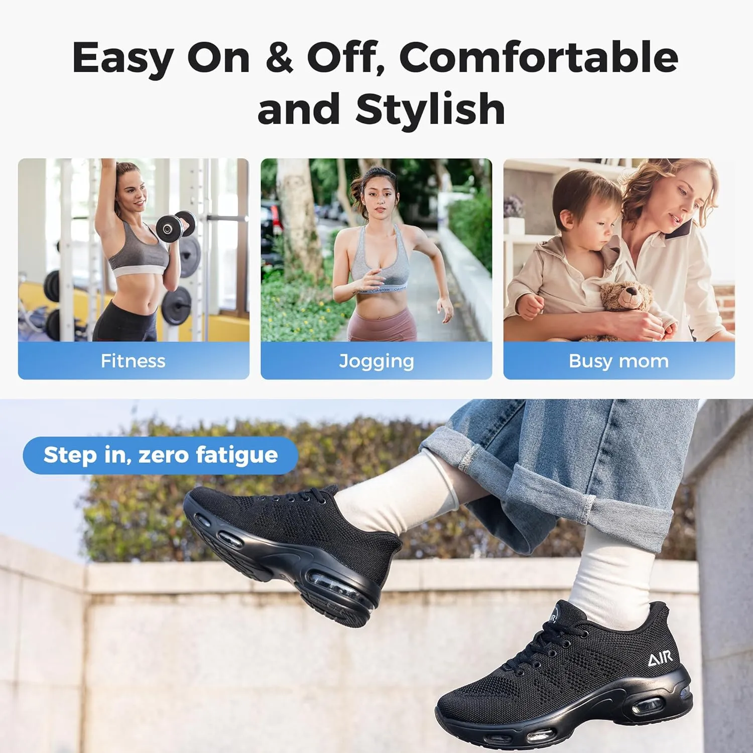 Autper Womens Running Shoes Air Slip on Tennis Athletic Walking Shoes Lightweight Comfortable Gym Workout Jogging Sport Sneakers US 6-11