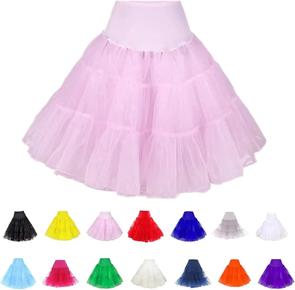 BABYONLINE D.R.E.S.S. Women Crinoline Petticoat for Vintage Dress Short Tutu Slips Underskirt