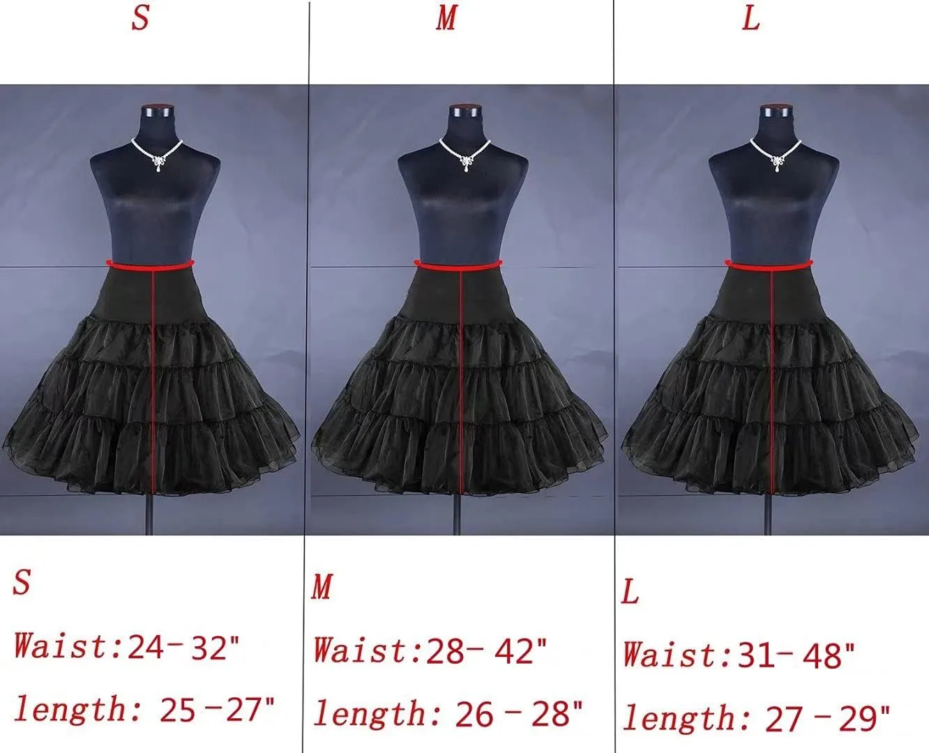 BABYONLINE D.R.E.S.S. Women Crinoline Petticoat for Vintage Dress Short Tutu Slips Underskirt