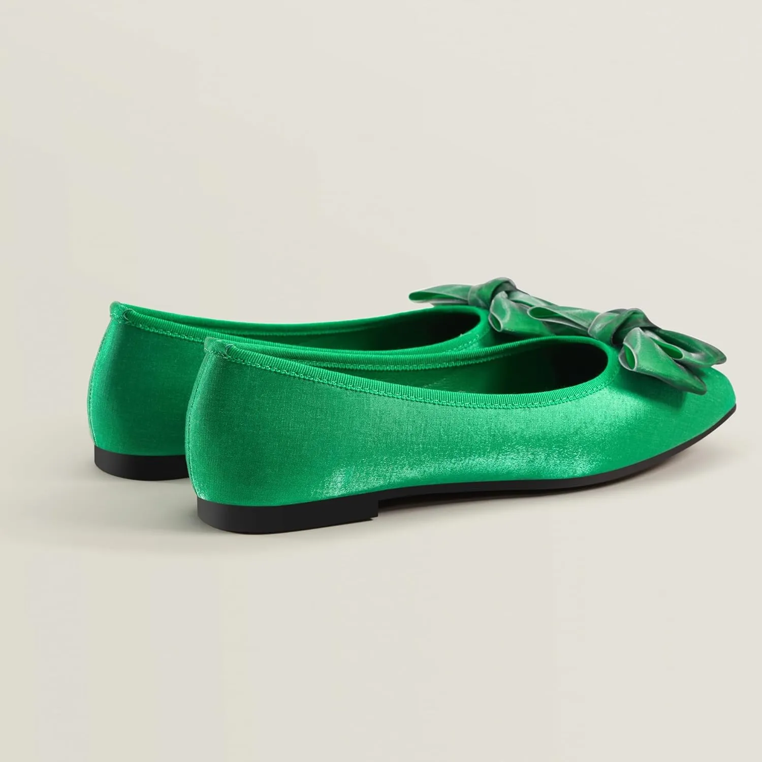 Ballet Flats for Women ; Square Toe Mary Jane Flats ; Satin Material Ballet Shoes ; Bowknot Elegant Dressy Women Shoes