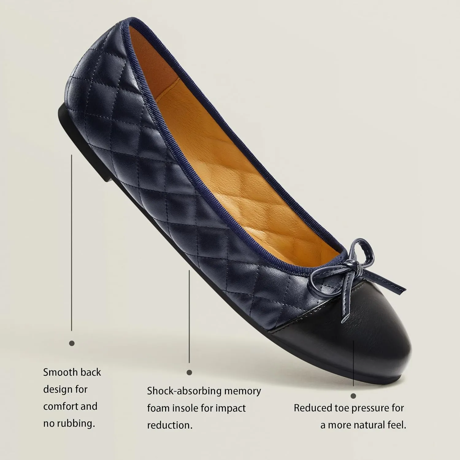 Ballet Flats for Women;Round Toe Mary Jane;Soft Leather Geometric Patterns Dressy Flats;Bowknot Slip on Women Shoes