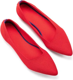 BEJINASH Women's Flat Shoes Black Pointed Toe Dress Shoes Knit Slip On Shoes Comfortable Walking Shoes for Woman Lightweight