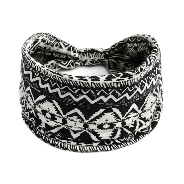 Bohemian Wide Cotton Stretch Headbands