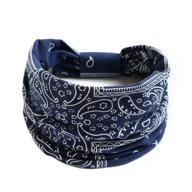 Bohemian Wide Cotton Stretch Headbands