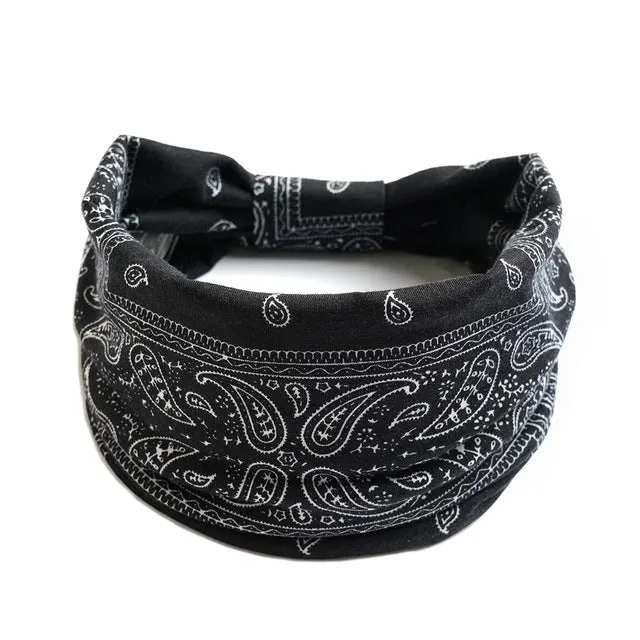 Bohemian Wide Cotton Stretch Headbands