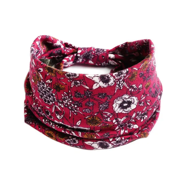 Bohemian Wide Cotton Stretch Headbands