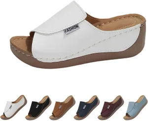 Breathable Arch Support Slides Women's Solid Color Sandals Comfortable Summer Orthopedic Sandals for Casual Beach Shoes