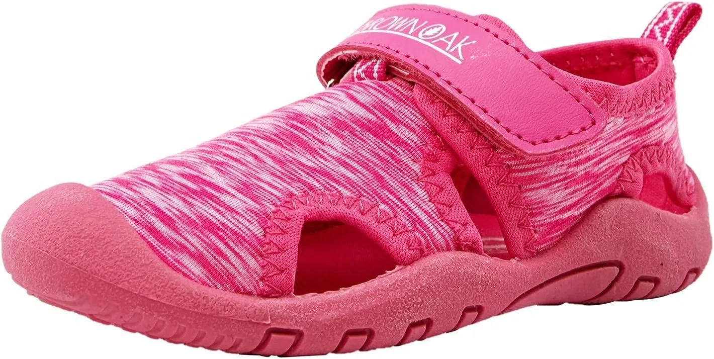 Brown Oak Kids Water Shoes Quick Dry Anti Slip Closed Toe Aqua Swim Sport Sandals (Toddlers/Little Kids)
