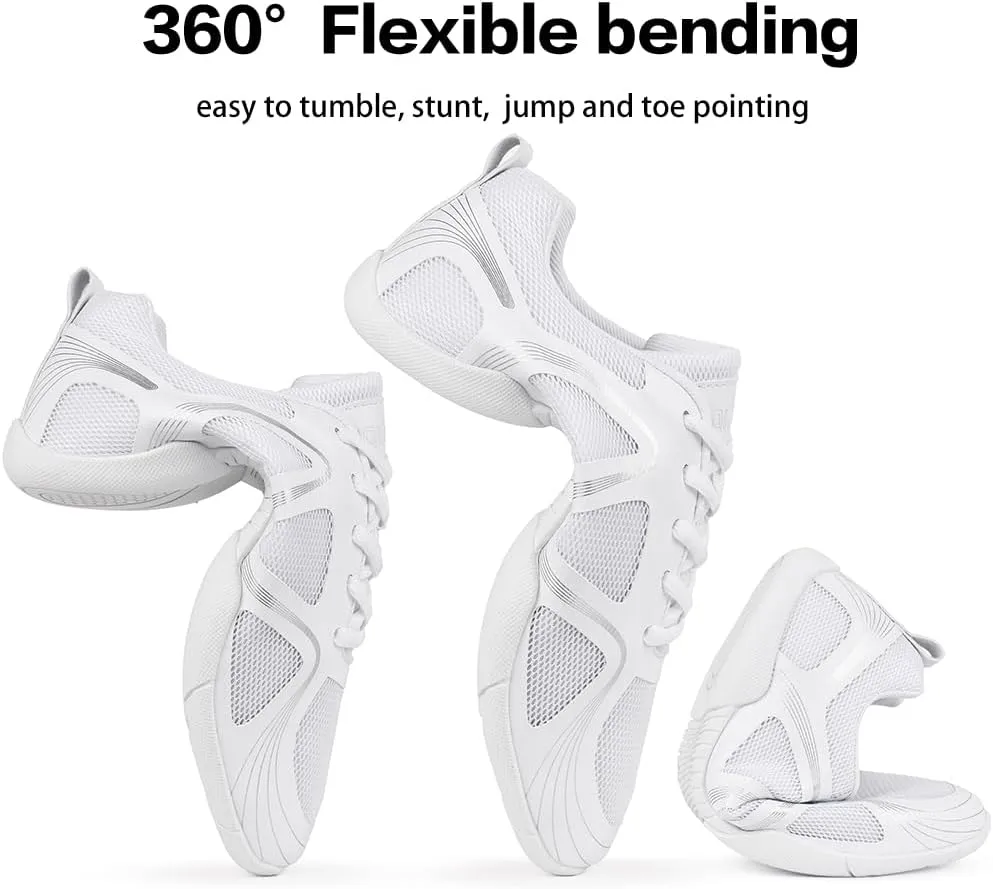CADIDL Cheer Shoes for Women White Cheerleading Athletic Dance Shoes Girls Flats Tennis Walking Sneakers