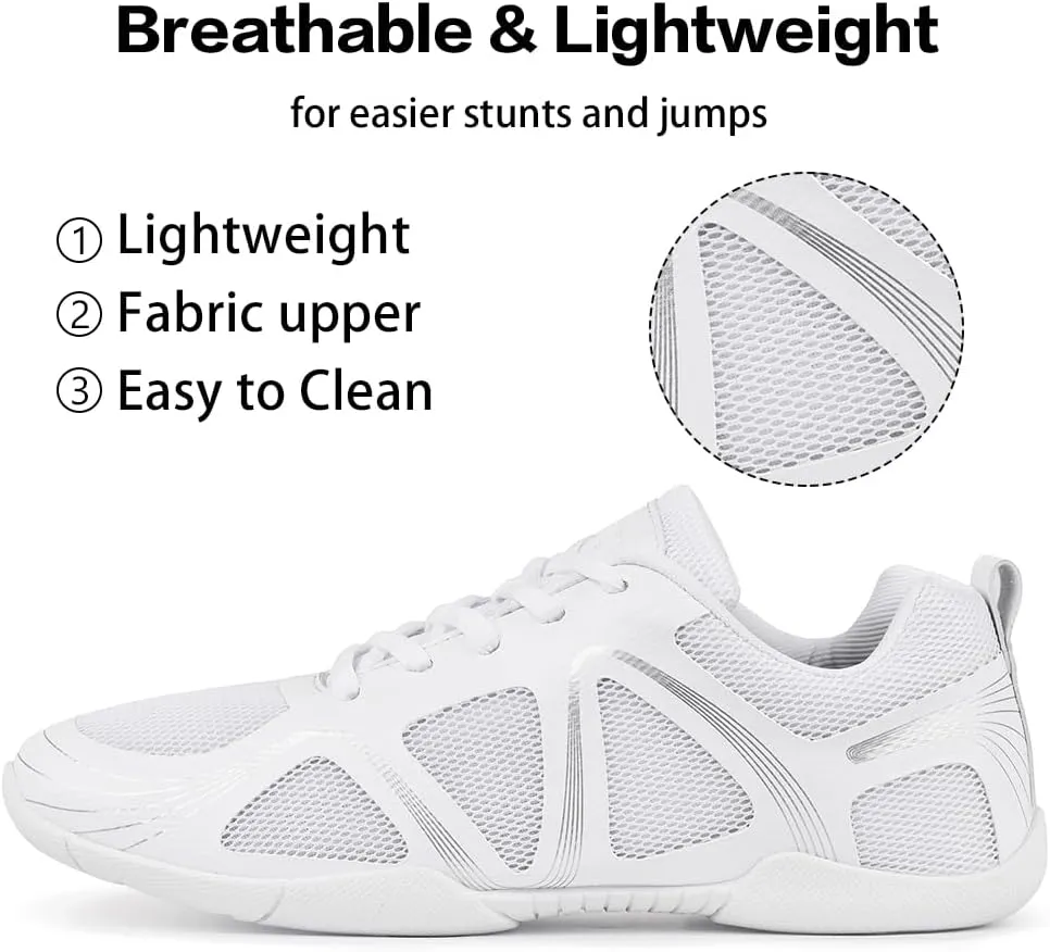 CADIDL Cheer Shoes for Women White Cheerleading Athletic Dance Shoes Girls Flats Tennis Walking Sneakers