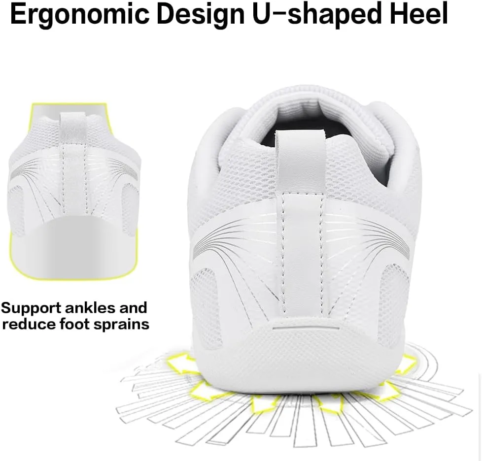 CADIDL Cheer Shoes for Women White Cheerleading Athletic Dance Shoes Girls Flats Tennis Walking Sneakers