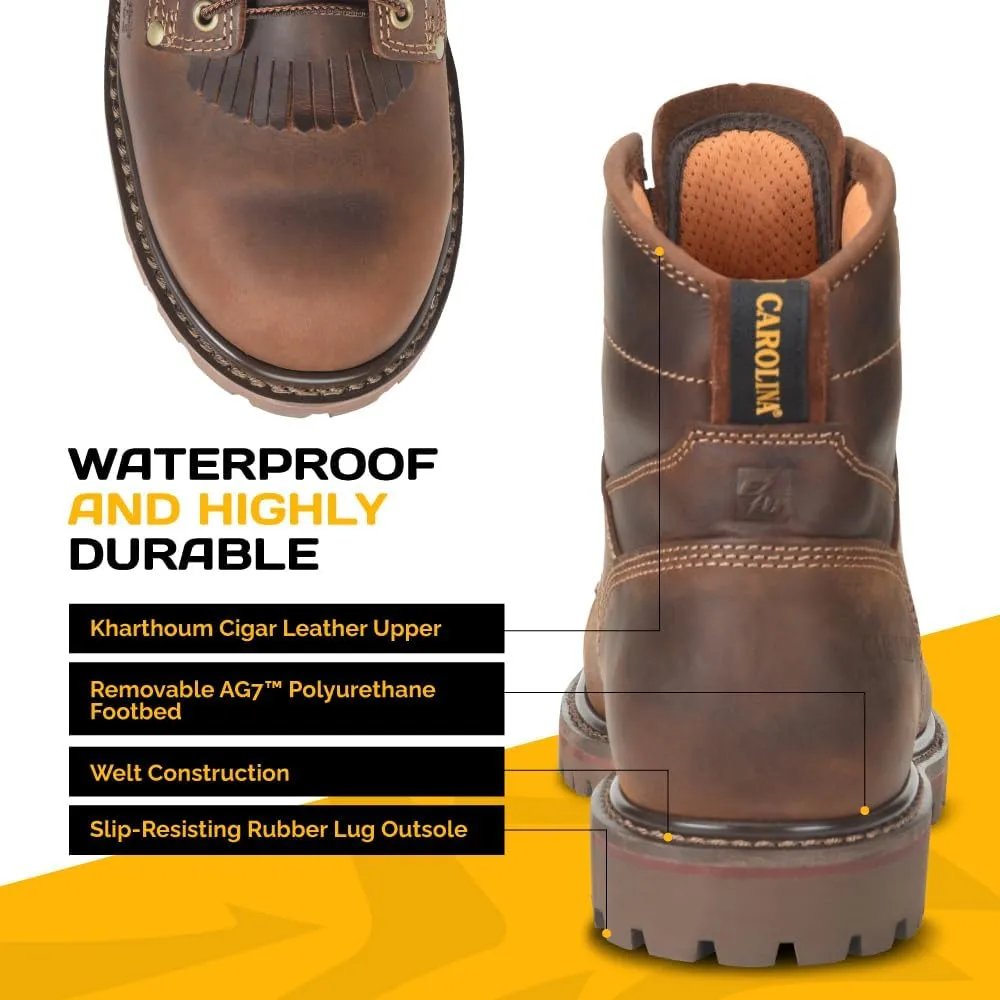 Carolina 28 Series 6” Composite Toe Work Boots for Men - Waterproof, with Durable Leather Uppers, AG7 Comfort Footbeds & Slip-Resistant Lug Outsoles