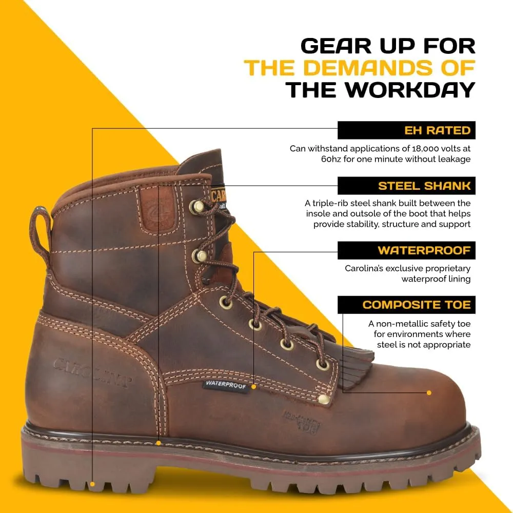 Carolina 28 Series 6” Composite Toe Work Boots for Men - Waterproof, with Durable Leather Uppers, AG7 Comfort Footbeds & Slip-Resistant Lug Outsoles