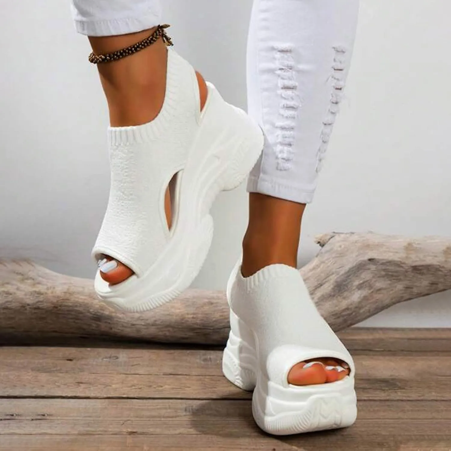Casual 2024 Wedge Sandals for Women Spring Sports Summer Breathable Sexy Dressy Thick Sole Trendy Peep Toe Cute Mesh