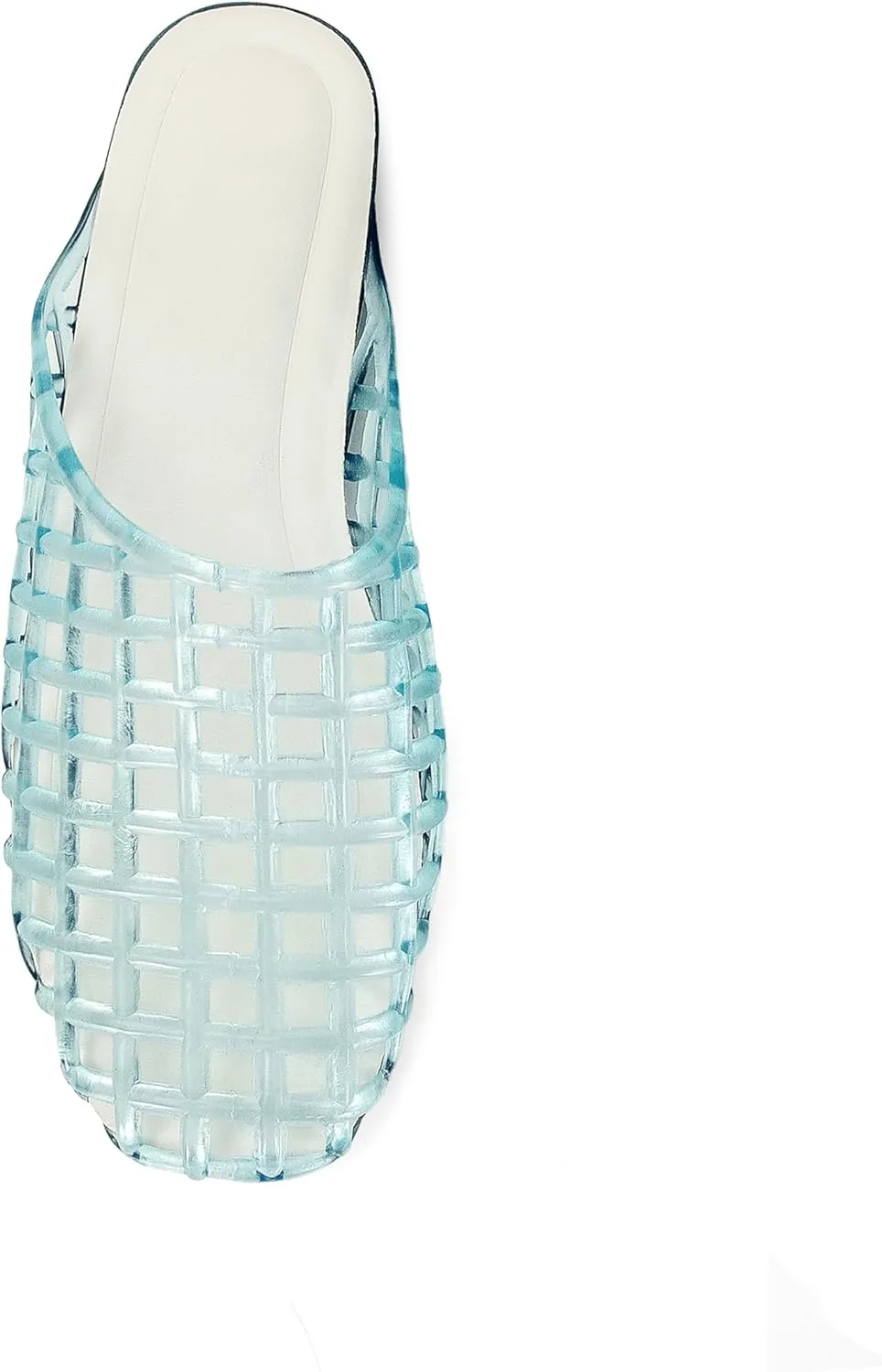 Clear Jelly Flats for Women Closed Toe Mesh Hollow Jellies Mule Sandals Slip On Jelly Slides Casual Comforatable Summer Beach Slipper Sandals