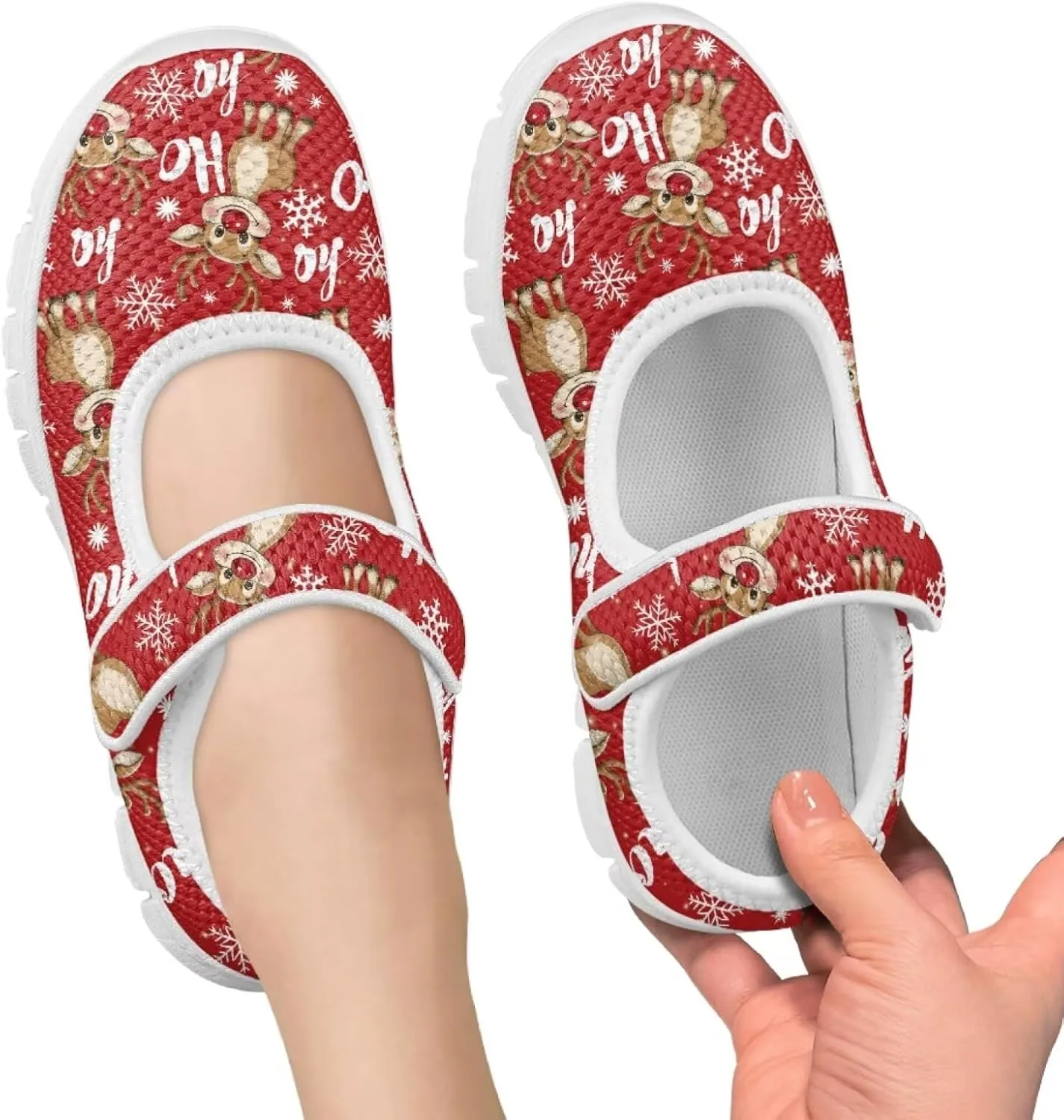 Coloranimal Girls Mary Jane Shoes Uniform Shoes Girls' Flats Casual Ballet Dance Shoes Christmas Theme Lightweight Dance Shoes