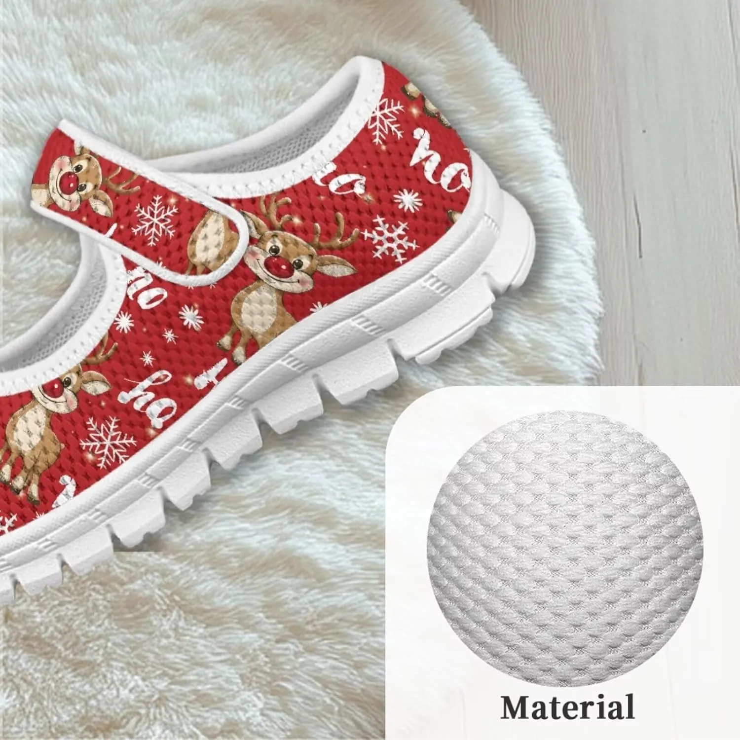 Coloranimal Girls Mary Jane Shoes Uniform Shoes Girls' Flats Casual Ballet Dance Shoes Christmas Theme Lightweight Dance Shoes
