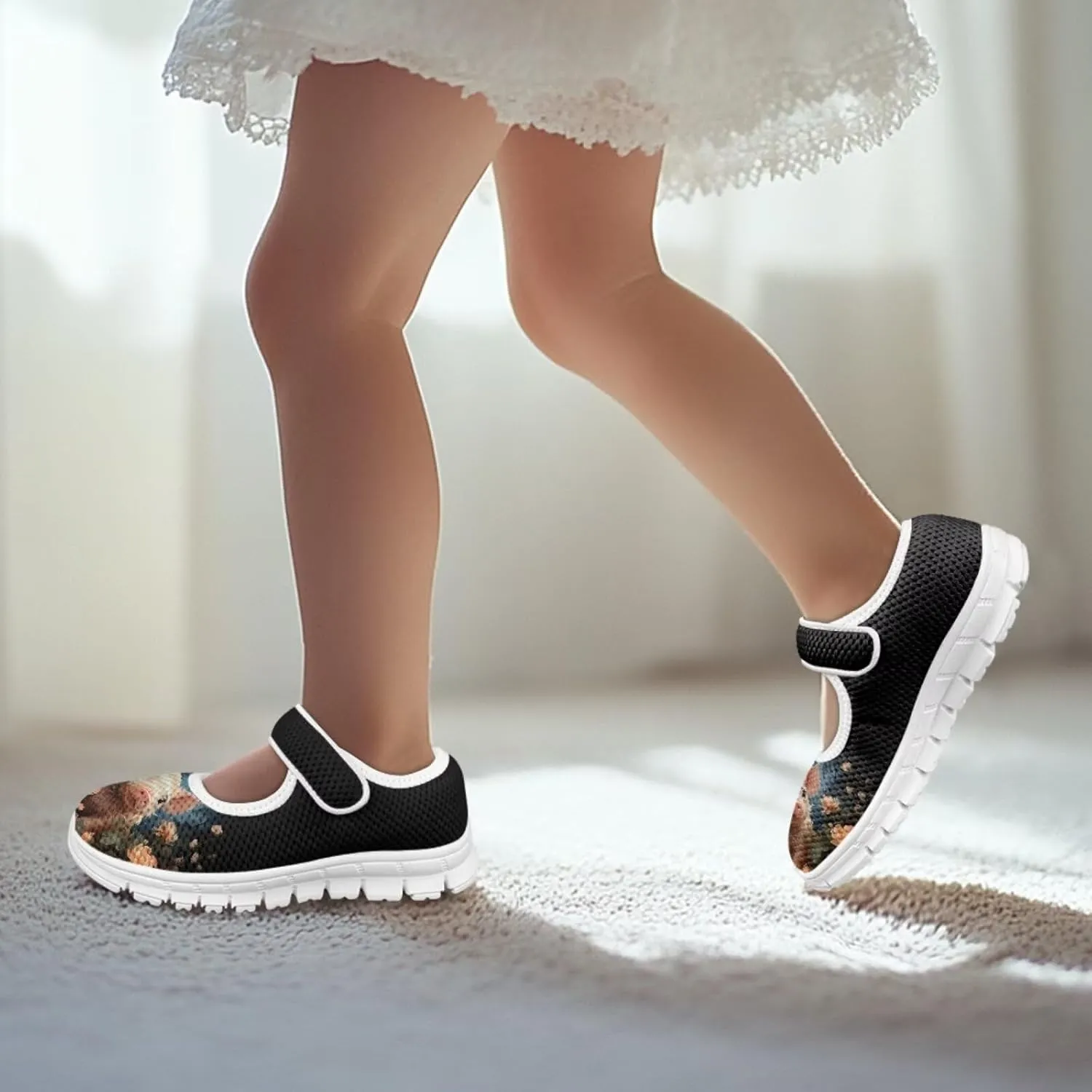 Coloranimal Mary Jane Shoes Girls Dress Shoes Single Buckle Girls' Flats Uniform Shoes Casual Princess Shoes with Anti Skid Sole