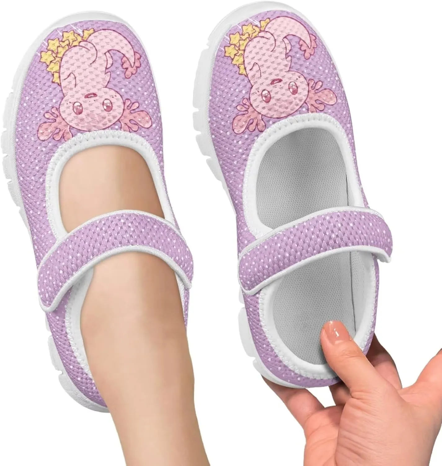 Coloranimal Mary Jane Shoes Girls' Flats Dance Shoes Adjustable Princess Shoes with Hook and Loops School Uniform Shoes for Girls