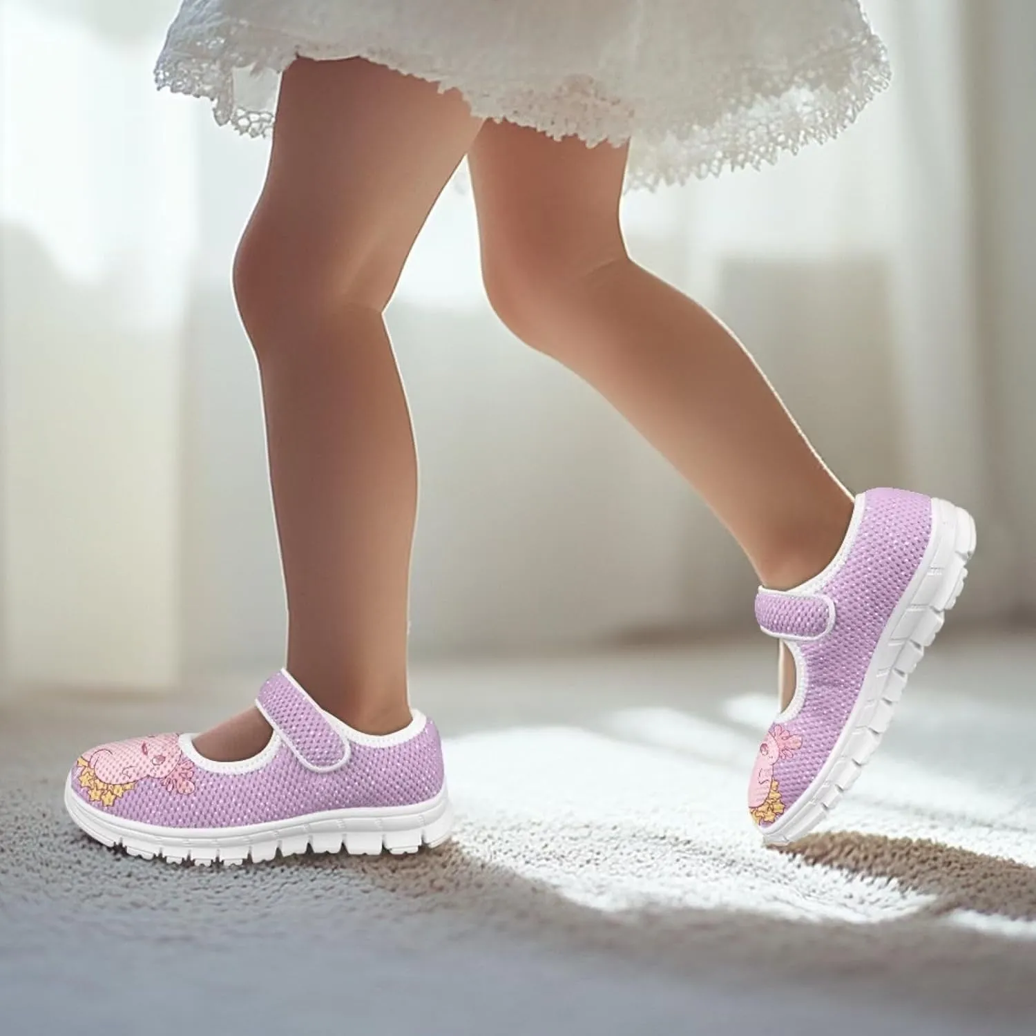 Coloranimal Mary Jane Shoes Girls' Flats Dance Shoes Adjustable Princess Shoes with Hook and Loops School Uniform Shoes for Girls