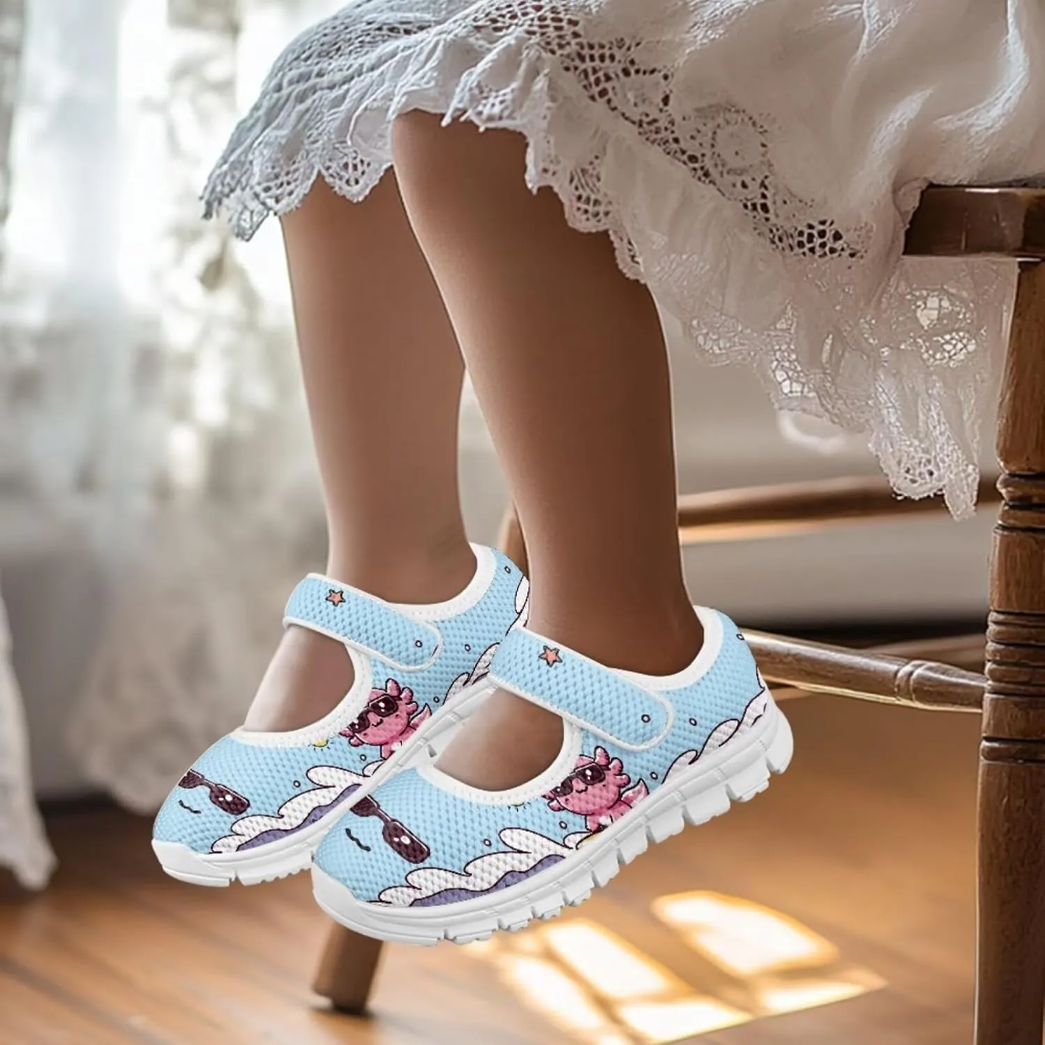 Coloranimal Mary Jane Shoes Girls' Flats Dance Shoes Adjustable Princess Shoes with Hook and Loops School Uniform Shoes for Girls