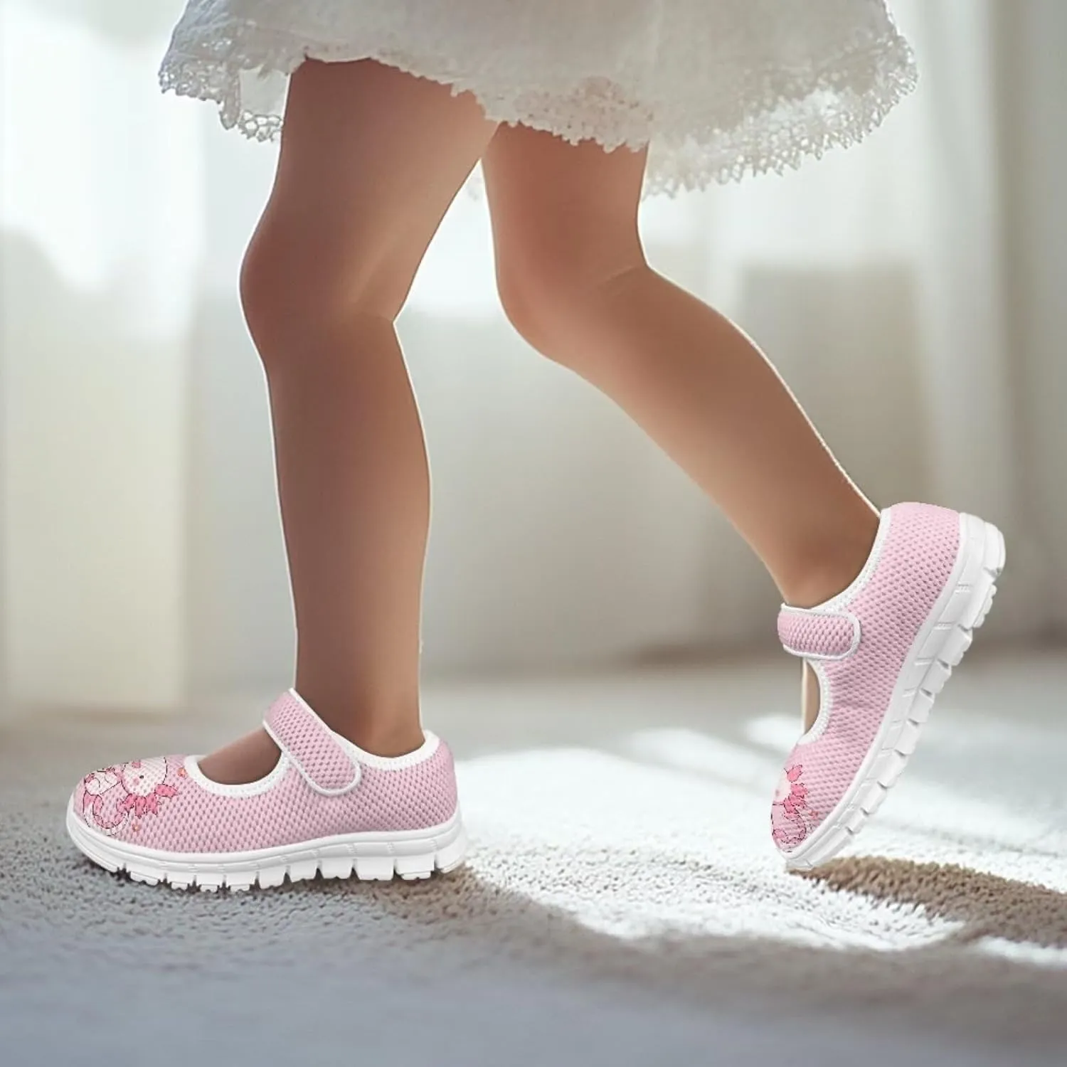 Coloranimal Mary Jane Shoes Girls' Flats Dance Shoes Adjustable Princess Shoes with Hook and Loops School Uniform Shoes for Girls