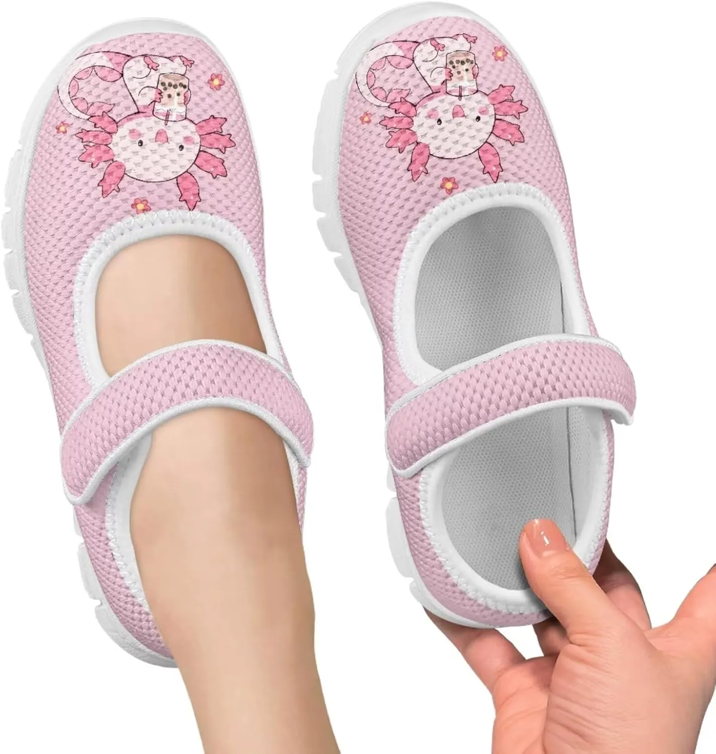Coloranimal Mary Jane Shoes Girls' Flats Dance Shoes Adjustable Princess Shoes with Hook and Loops School Uniform Shoes for Girls