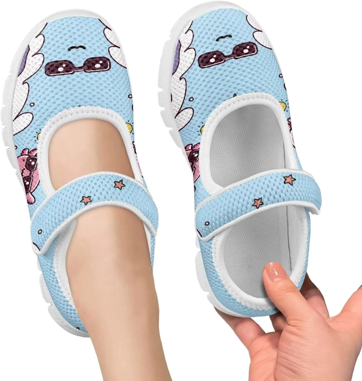 Coloranimal Mary Jane Shoes Girls' Flats Dance Shoes Adjustable Princess Shoes with Hook and Loops School Uniform Shoes for Girls