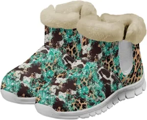 Coloranimal Womens Booties Winter Boots Womens Fuzzy Boots Winter Shoes Warm Fur Lined Snow Boots with Anti Skid Sole Walking Boots