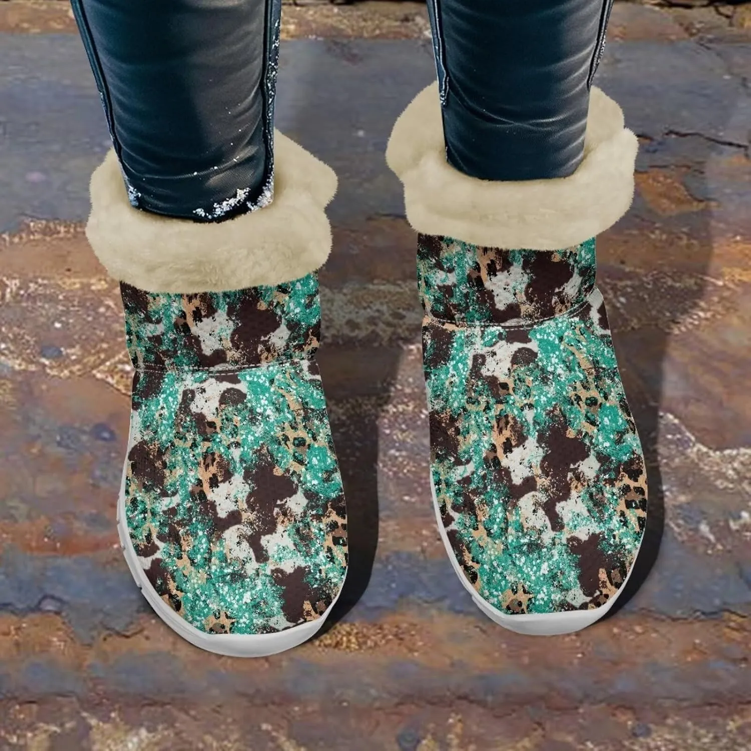 Coloranimal Womens Booties Winter Boots Womens Fuzzy Boots Winter Shoes Warm Fur Lined Snow Boots with Anti Skid Sole Walking Boots