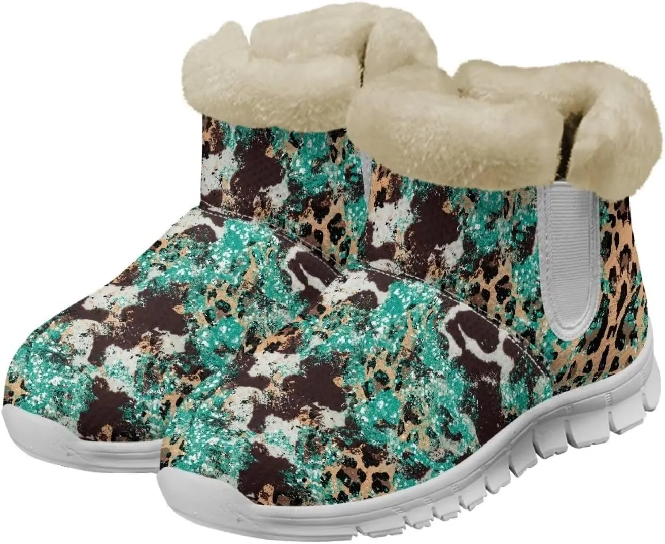 Coloranimal Womens Booties Winter Boots Womens Fuzzy Boots Winter Shoes Warm Fur Lined Snow Boots with Anti Skid Sole Walking Boots