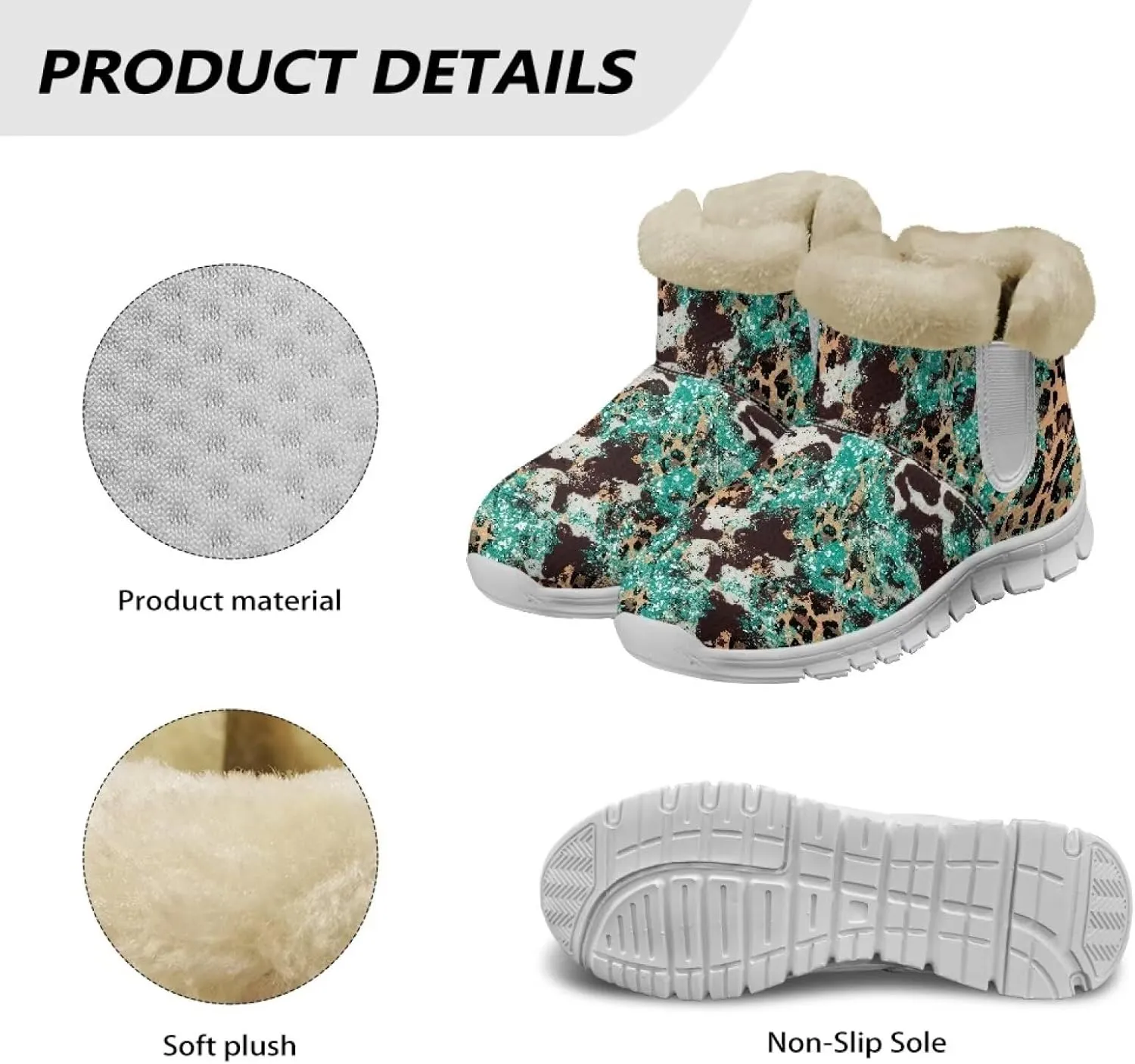 Coloranimal Womens Booties Winter Boots Womens Fuzzy Boots Winter Shoes Warm Fur Lined Snow Boots with Anti Skid Sole Walking Boots