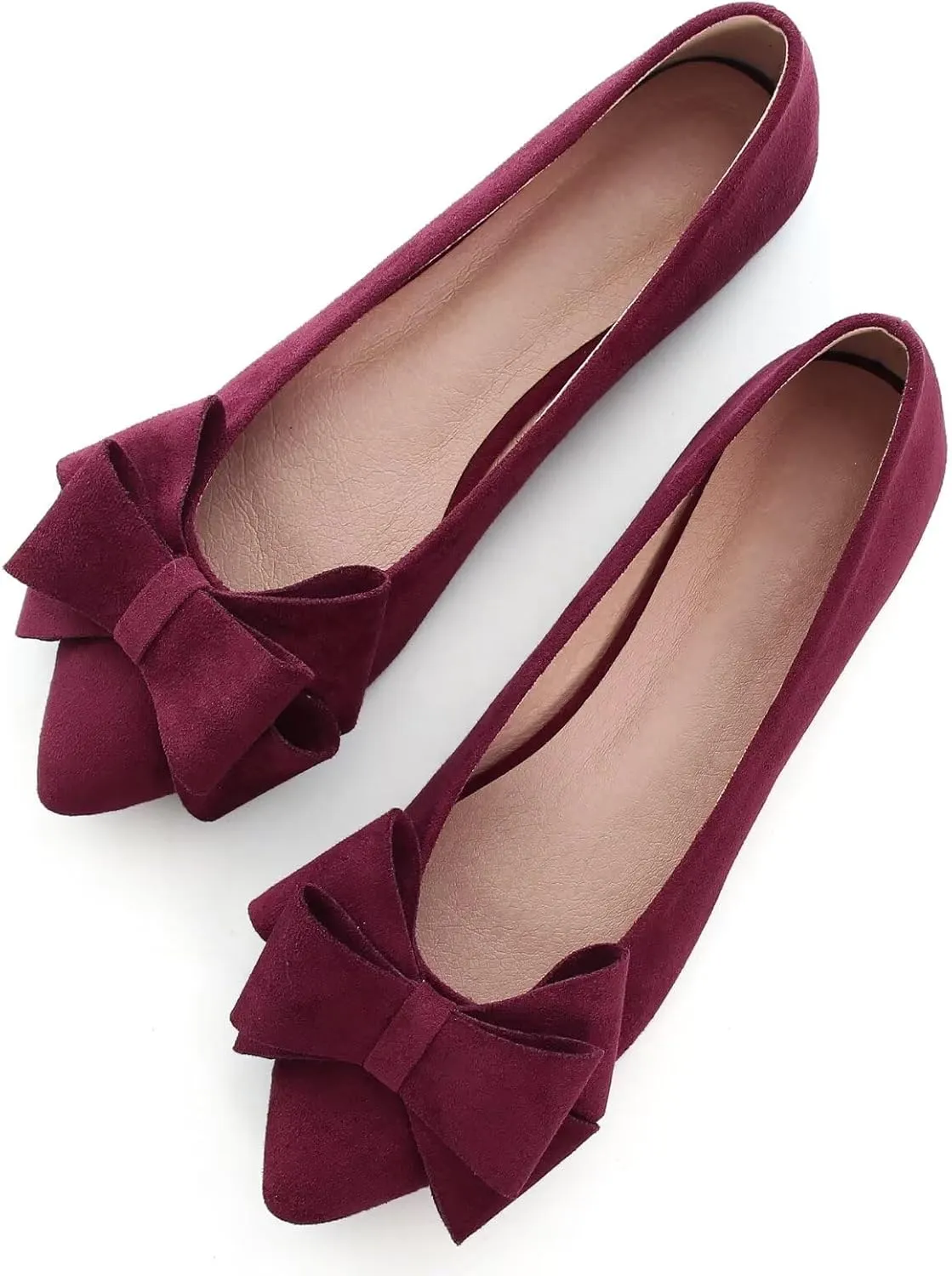 Dear Time Women's Casual Flats Bowknot Pointed Toe Ballet Flats Dressy Bridal Shoes Slip Ons Loafers for Women Comfortable Shoes