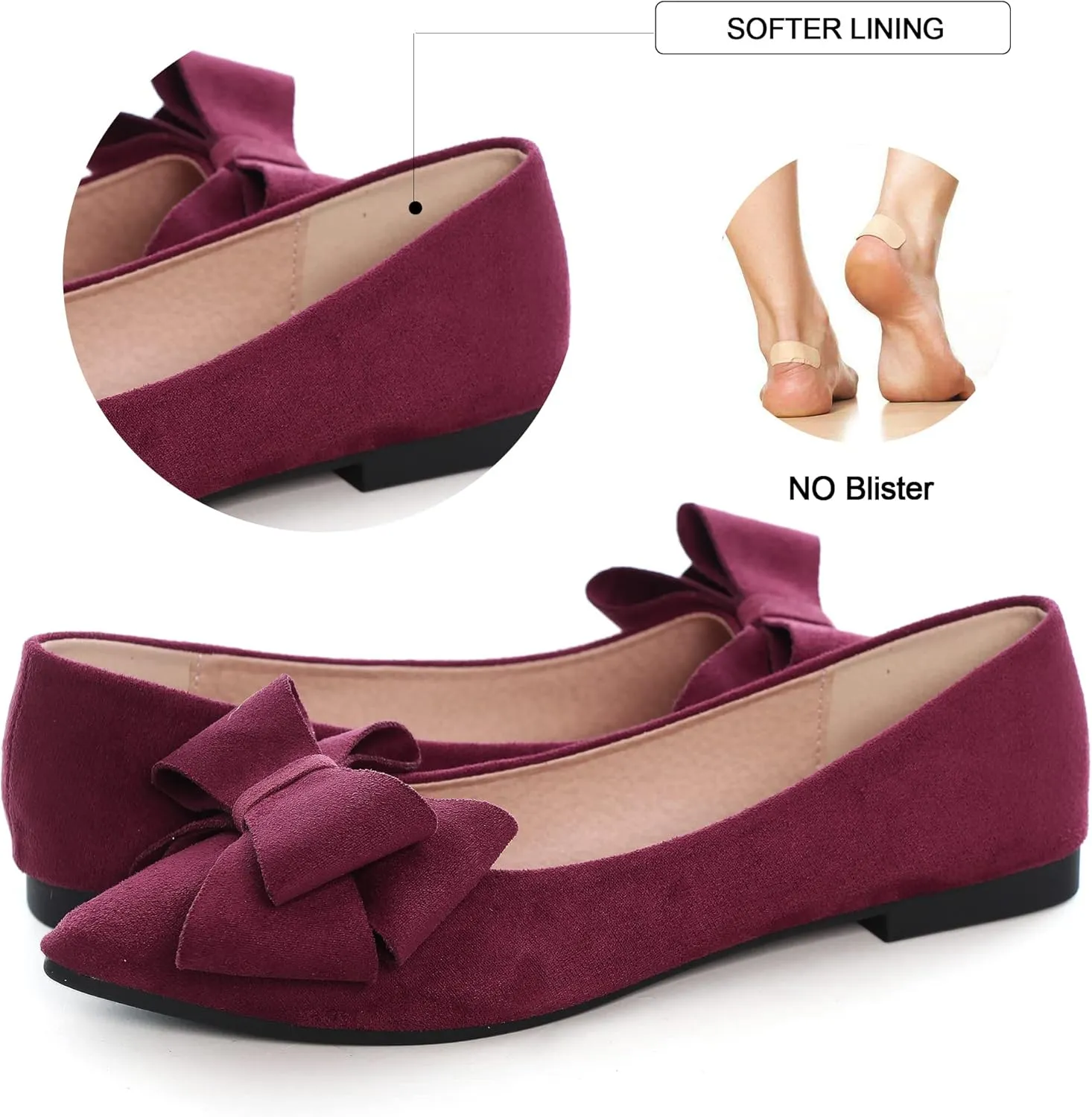 Dear Time Women's Casual Flats Bowknot Pointed Toe Ballet Flats Dressy Bridal Shoes Slip Ons Loafers for Women Comfortable Shoes
