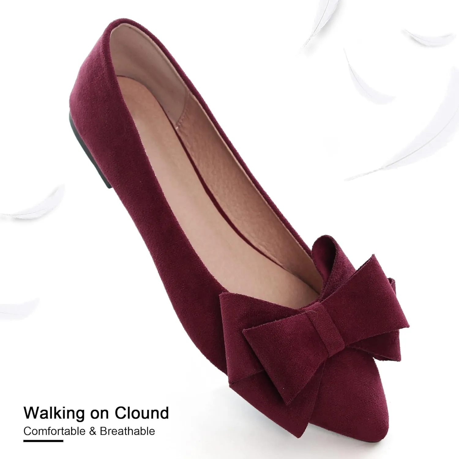 Dear Time Women's Casual Flats Bowknot Pointed Toe Ballet Flats Dressy Bridal Shoes Slip Ons Loafers for Women Comfortable Shoes