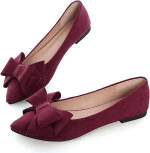 Dear Time Women's Casual Flats Bowknot Pointed Toe Ballet Flats Dressy Bridal Shoes Slip Ons Loafers for Women Comfortable Shoes