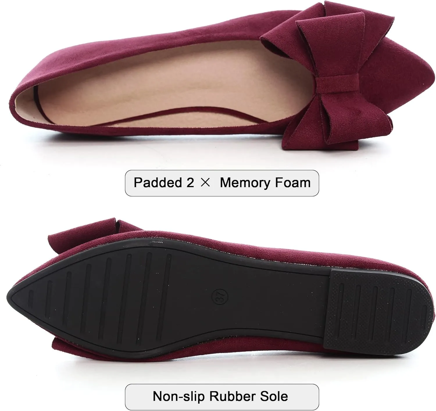 Dear Time Women's Casual Flats Bowknot Pointed Toe Ballet Flats Dressy Bridal Shoes Slip Ons Loafers for Women Comfortable Shoes