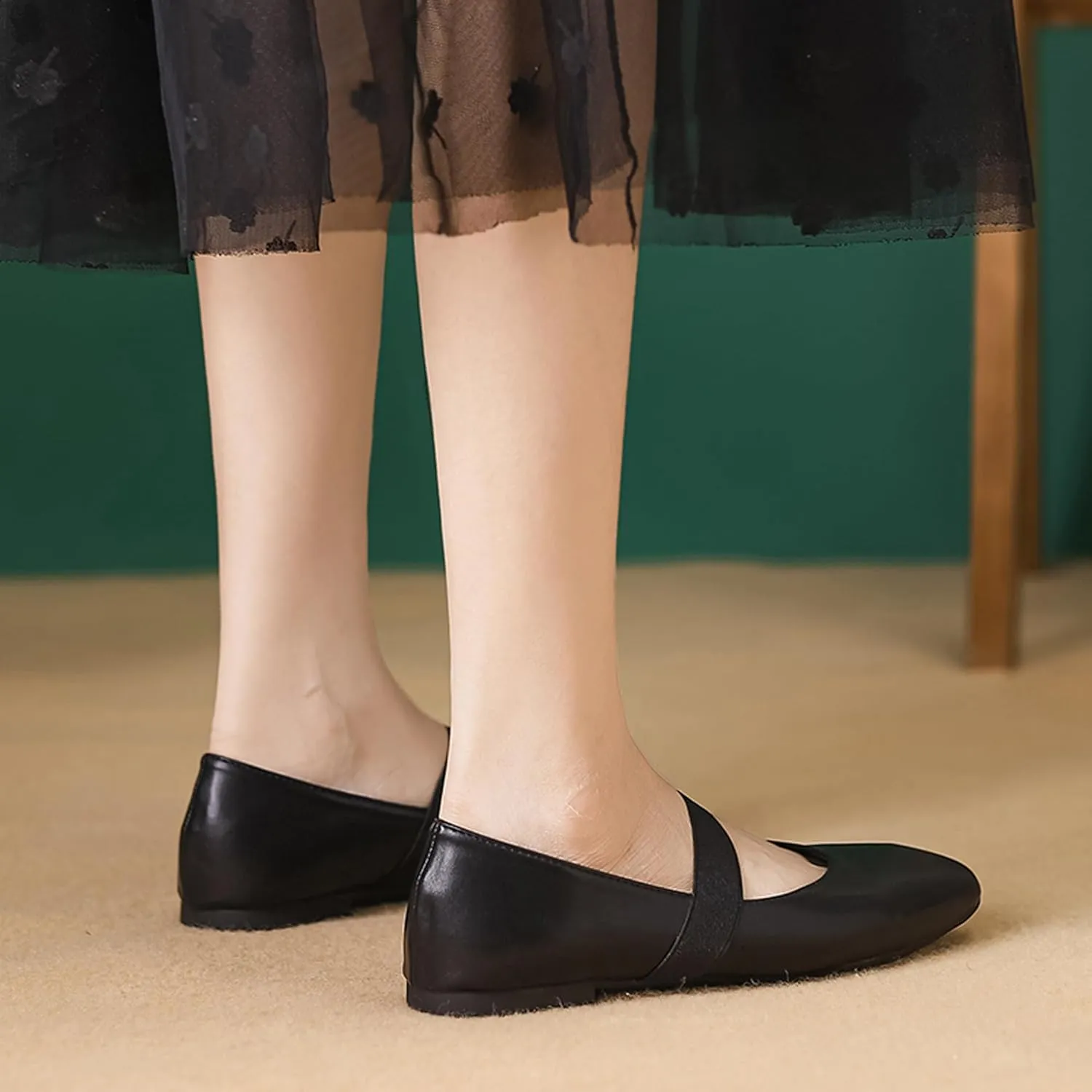 Dear Time Women's Flat Mary Jane Shoes Ankle Strap Round Toe Chinese Style Ballet Flats Casual Walking Shoes